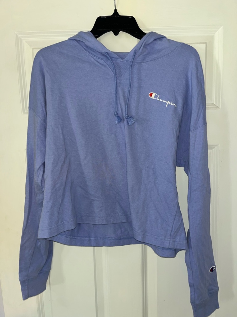 Champion Light Periwinkle Hoodie with Script Logo